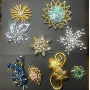 Vintage Unsigned Rhinestone Brooch Lot Weiss Juliana Style Craft Harvest 9pc
